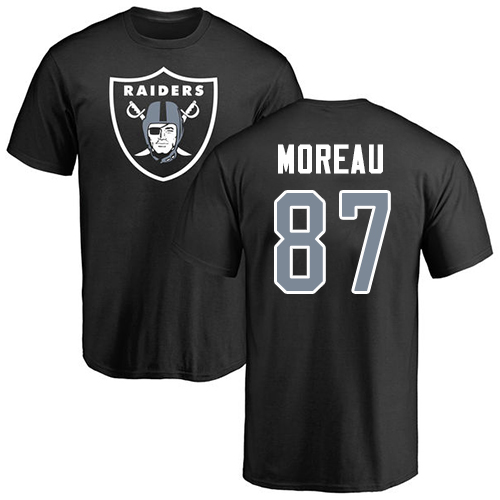 Men Oakland Raiders Black Foster Moreau Name and Number Logo NFL Football #87 T Shirt->oakland raiders->NFL Jersey